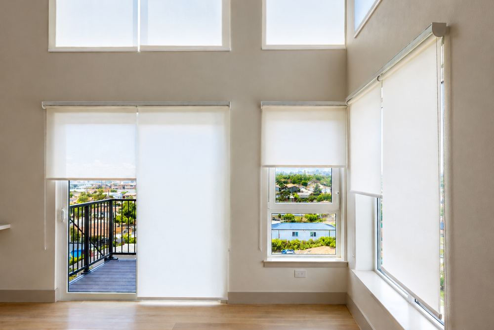Sliding glass door roller shade, South Florida new construction